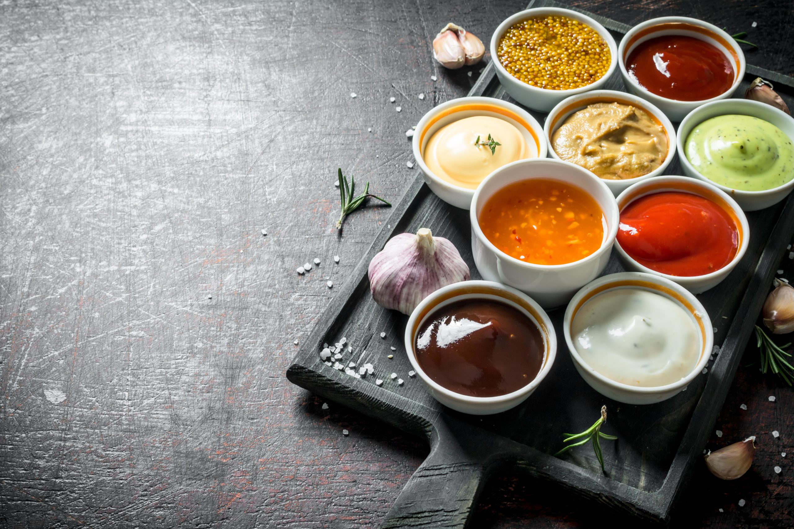 assortment of condiments